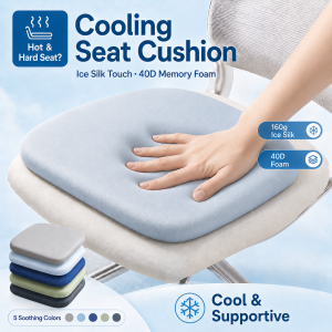 MISO 4cm Thickened Ice Silk Memory Foam Seat Cushion Breathable Cool Elastic Soft Office Chair Pad Car Seat Cushion for Long Sitting Pain Relief
