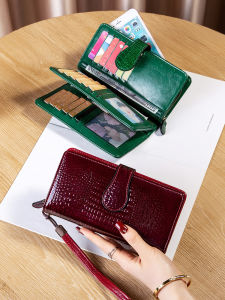 SIFULUN | Fashionable Alligator Textured Leather Long Wallet 26 Card Slots Can Fit Phone