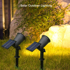 9 LED Solar Powered LED Spotlights Adjustable Angle 2 Installation Methods for Yard Lawn Tree Lighting