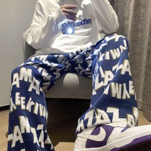 Quần Ống Đứng Phong Cách Hip Hop Mỹ Cỡ Lớn 300 Pound Cho Nam Mùa Xuân Thu Quần Dài Thường Ngày in Chữ Rộng Rãi