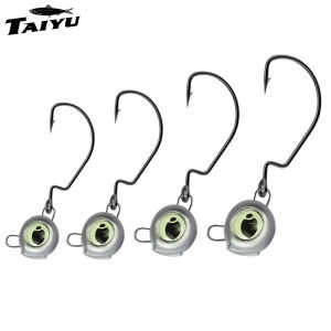 TAIYU 10pcs/Set 3.5/5/7/10g Luminous 3D Bionics Eyes Fishing Hooks Anti-Snagging Bottom High Carbon Steel Hook For Soft Lure