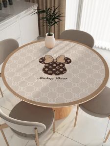 Leather round Table Mat Luxury Sensation Waterproof Oil Resistant Non-Washable Heat Protection Tea Table Pad Modern Simple Style