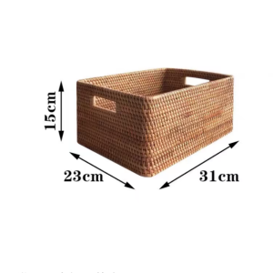 Wicker Storage Basket Rectangular Desktop Miscellaneous Toys Snacks Storage Basket Japanese Style Weaving Home Organization