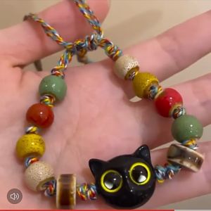 Bestella💗Gelang Tali Tenun Berwarna-warni Gelang Manik-manik Kucing Gelang Musim Panas Wanita Gelang Kelas Atas