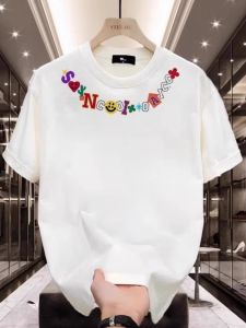 Áo Thun Cổ Tròn Tay Ngắn in Họa Tiết Hoa Chữ Cái Mặt Cười Mùa Hè Cỡ Lớn 300 Pound Thời Trang Thường Ngày Cho Nữ