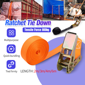 Cargo Strap with Ratchet Heavy Duty Max Tensile Force 800kg Adjustable Ratchet Cargo Tie Down Strap Luggage Belt 2m/3m/4m/6m