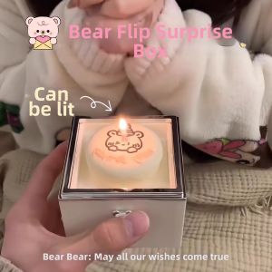 UBT | Proposal & Birthday Surprise Gift Ring Box with Flip-Design Teddy Bear Candle