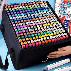 120 Colors Marker Pens Set Manga Brush Pen Student Drawing sketch Kawaii Art School Supplies Stationery Paint Lettering Markers