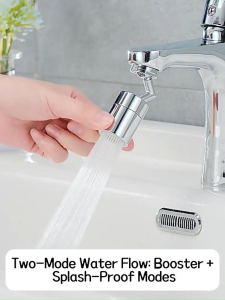 Extended Splash Wash Basin Faucet Adapter Brass 2 Spray Modes 720° Swivel Universal Installation Rust-Proof Kitchen Tap Nozzle