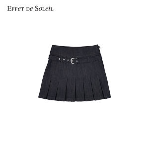 Beaded Denim Pleated Mini Skirt
