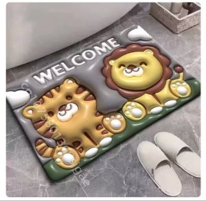 Oval Diatomaceous Earth Bath Mat Super Absorbent Quick Dry Bathroom Mat Non Slip Shower Room Floor Rug Water Absorbing Doormat for Toilet Entrance