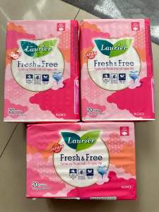 Combo 3 băng vệ sinh Laurie Fresh&Free Dày có  cánh (gói  lớn 20miếng)