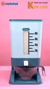 Thùng đựng gạo thông minh HOKORI nhựa VIỆT NHẬT cao cấp - 10kg 20kg ca đong ấn nút lấy gạo 5338/9