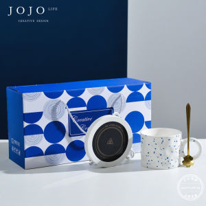 JOJOS L. PD.rock Klein Blue Ceramic Constant Temperature Cup Gift Box Warm Cup Cliff Edge Chinese Style Handmade Handle Cup