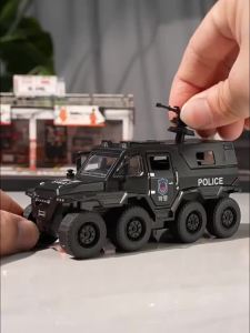 1:36 Scale Conqueror Armored Car Model Toys Alloy Diecast Miniature Off-road Vehicle Doors Opened Pull Back Sound Light for Kids