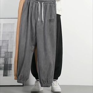 SINRANSINYA丨Quần dài nam-quần thể thao nam quần nỉ ôm sát dáng rộng bằng da lộn mới quần bó sát thời trang giản dị cho nam