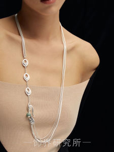 Geometric Tassel Long Necklace New Chinese Style Alloy Silver Gold Plated Fashion Accessory for Women With Belly Chain