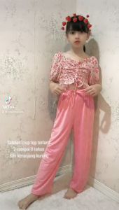 MixuKids- Setelan crop serut 2-8thn- Setelan kulot panjang IMPORT-setelan celan prisket tanggung cew