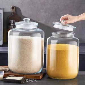 glass rice dispenser 10 kilos sale big jar glass canisters and jars organizer glass food storage container rice storage container 25kg