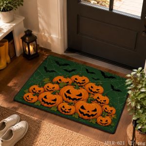 VIKAMA Halloween Pumpkin Lantern Door Mat Gothic Non Slip Entry Rug Jack O Lantern Home Decor Floor Mat