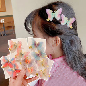 6Pcs New Cute Butterfly Hairpin Moving Gradient Colorful for Girls Super Fairy Sweet Bangs Double Layer Stereoscopic Side Clip Headdress
