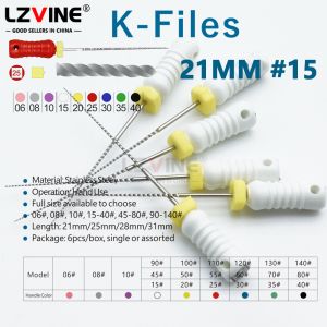 6Packs/Box Dental Stainless Steel K File 31mm/25mm 45-80# Dental Hand Use Endodontic Root Cannal K Files Dentistry Instrument