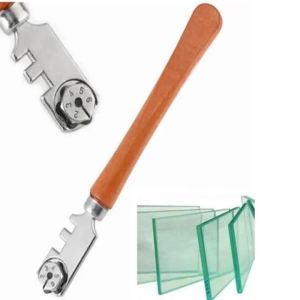 Dụng Cụ Cắt Kính Sáu Bánh Đa Chức Năng Có Tay Cầm Bằng Gỗ Dụng Cụ Cắt Gạch Bộ Dụng Cụ Thủ Công Bánh Xe Kim Loại Để Gia Công Kim Loại DIY