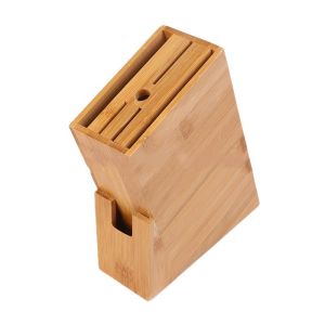 Bamboo Knife Storage Block without Knives 7 Slots Universal Knife Holder Countertop Butcher Block Knife Stand for Easy Kitchen