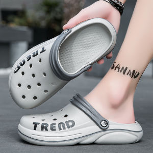 Mens Summer Outdoor Wear Anti-Slip Driving Slip-On Casual Hollow out Breathable Slipper Sandals Comfortable Flat Heel EVA