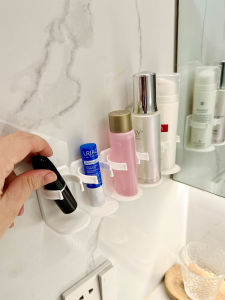 Bathroom Wall-Mounted Cosmetic Storage Rack Perfume Essence Sample Organizer No-Drilling Plastic Shelf Single Layer Holder