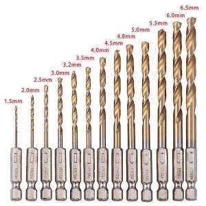 Bộ 13 Mũi Khoan Thép Gió HSS Titanium Chuôi Lục Giác Dễ Dàng Thay Đổi Kích Thước 15 - 6.5mm