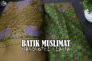 Non LOGO Batik muslimat NU Nahdlatul ulama warna hijau tua bahan semi sutra halus dan lembut