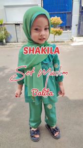 Setelan Muslim Anak Perempuan 1-4Tahun & Pashmina Instan SHAKILA by Dhiska Collection Pakaian Bayi