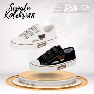 Sepatu Sneakers Kanvas Wanita Casual Sport Shoes Hitam Putih Sepatukoleksi 225