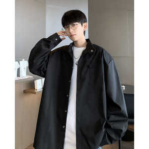 Niche Design Korean Style White Shirt Mens High-Grade Ruffle Handsome Shirt Simple Casual All-Match Stand Collar Sun Protection Outerwear