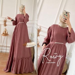 GAMIS RUWY DRES BABYCRUSH KOMBINASI MUTIARA PAYET LD 110cm LD 120cm LD 130cm LD 140cm BUSUI FRIENDLY PREMIUM
