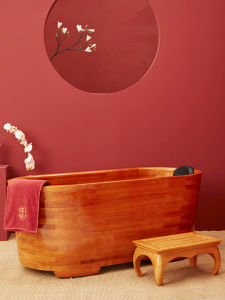 YaoMei Beauty Salon Special Large Wooden Bath Tub Whole Body Adult Bathing Bucket Traditional Japanese Style Handmade Oak Wood