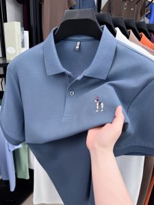 แบรนด์หรูของผู้ชาย 100% Cottonเสื้อโปโลปักฤดูร้อนสบายๆแขนสั้นสบายเสื้อยืดชายสวมใส่