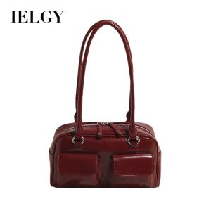 IELGY Fashion Trend Boston Underarm Bag Melade Color Retro Bowling Shoulder Bag