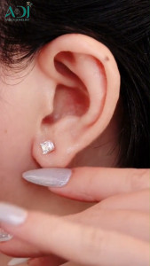 Bông Tai Trang Sức Bạc 925 ADJ Đính Đá Cz Cao Cấp Sang Trọng Pha Lê Vuông 4 Li SB10048AD