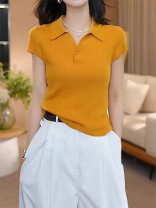 Cooling Ice Silk Knit Short Sleeve Polo Shirt