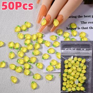 50Pcs 3D Yellow Lemon Nail Art Charms FlatBack Summer Fruits Nail Art Decorations DIY Crafts Phone Case Hailpin Nails Supplies *