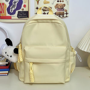 Cute Little Girl Backpack Nylon Material Zipper Closure School Bag Commuter Style Vertical Square Shape Foldable Soft Shoulder Bag
