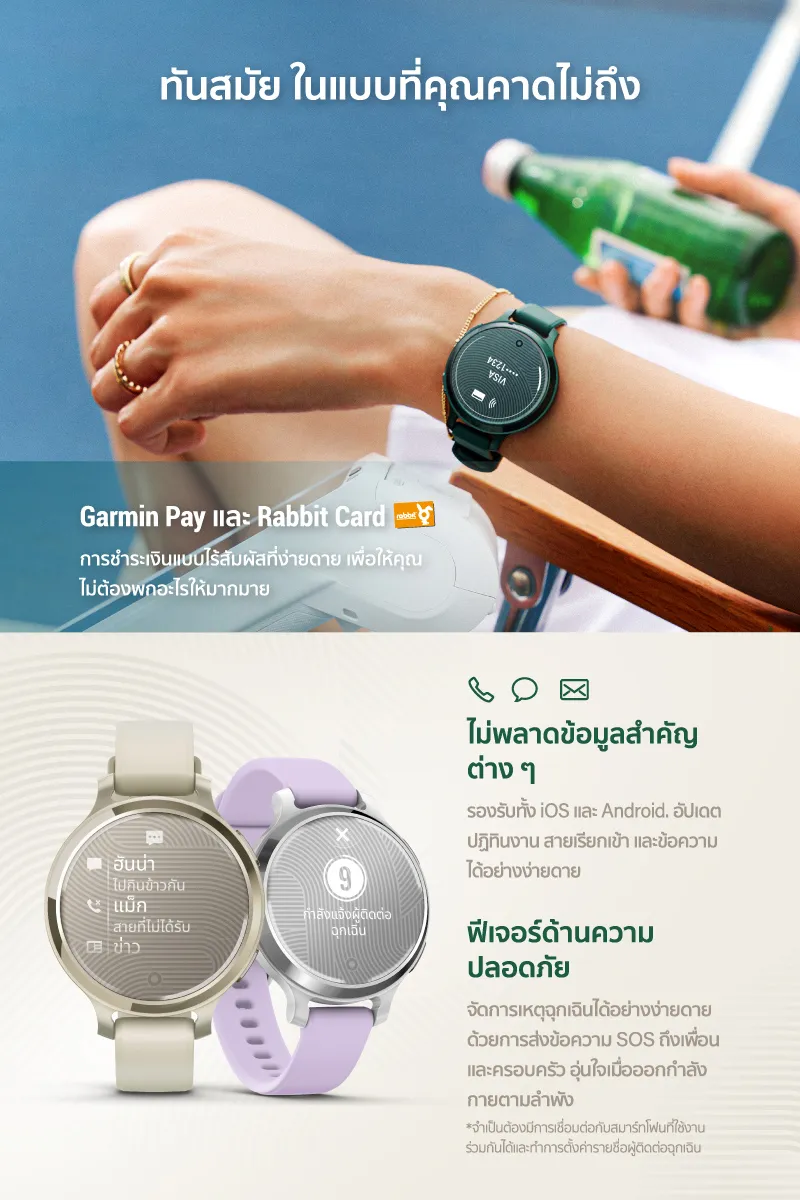Garmin Lily 2 Active Series นาฬิกาสมาร์ทวอทช์ระบบ GPS รับประกันศูนย์ไทย 2 ปี