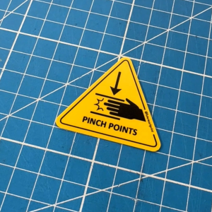 Pinch Points. Premium Triangle Sticker Sign Warning Caution Danger Signage Safety Label. Hand Hazard Finger Risk Machine