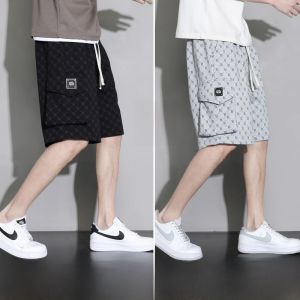 ลำลอง Ice ผ้าไหม ผู้ชาย กางเกงขาสั้น ฤดูร้อน ห้าส่วนบาง หลวม ชุดทํางานกีฬาขนาดใหญ่ กางเกง ระบายอากาศได้ดี ขาตรงสบาย