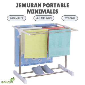IDOHOUSE Rak Jemuran Handuk Pakaian Sepatu Lipat Serbaguna Gantungan Pengering Celana Stainless B01B