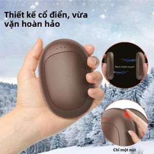 2 Gói Máy Sưởi Tay Điện Từ 5000mAh Có 3 Chế Độ Nhiệt Cầm Tay Sạc USB Dùng Ngoài Trời Cắm Trại Mùa Đông
