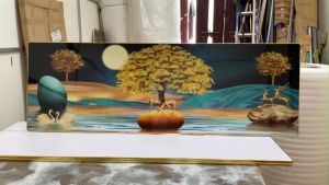 Mẫu tranh tráng gương khổ ngang trang trí phòng khách siêu đẹp siêu hot xưởng tặng phụ kiện treo tranh