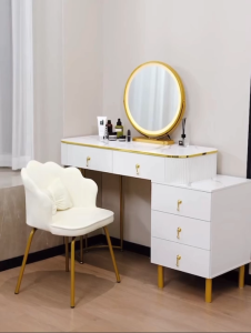 โต๊ะเครื่องแป้ง โต๊ะแต่งหน้า โต๊ะ ดีไซน์ใหม่สวยหรู ลายหินอ่อน ช่องเก็บของเยอะ เป็นระเบียบ ลิ้นชักปรับเข้าออกได้ ใช้งานได้อเนกประสงค์